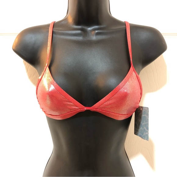 NWT Forever 21 Shimmer Bikini Top w/padding Red - Picture 3 of 9